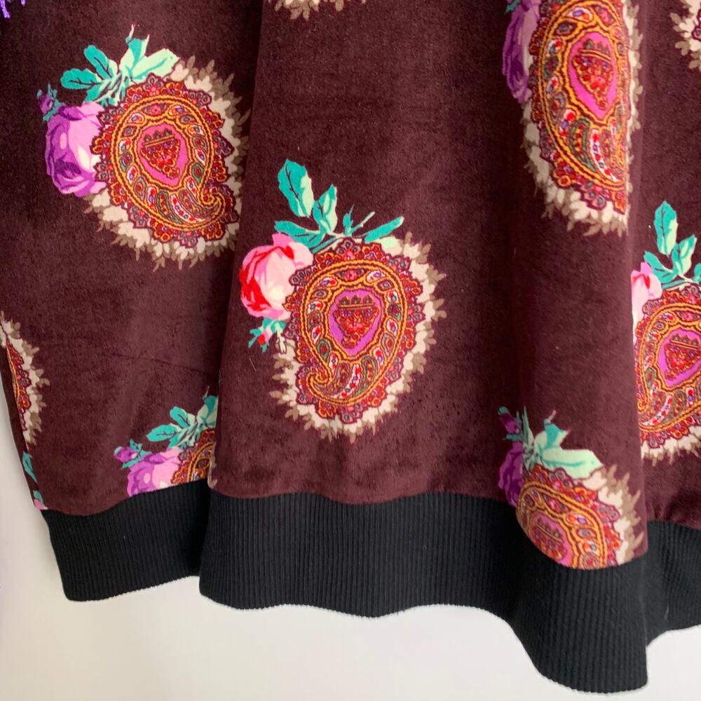Moon & Nomad Mixed Emotions Velvet Bomber Jacket Burgundy Purple Fringe Medium - Picture 5 of 14